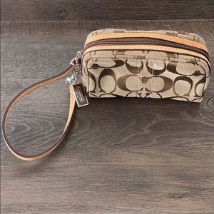 Coach Small Wristlet - Tan & Brown